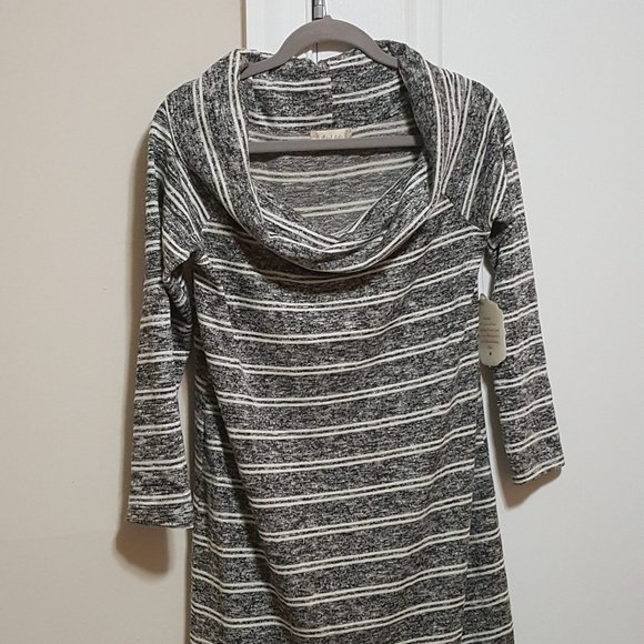NWT Altar'd State Gray Stripe Cowl Neck Dress - Picture 1 of 10